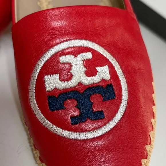 Tory Burch Darien Red Loafer Espadrille nappa leather Womens Size 7M - Picture 2 of 16